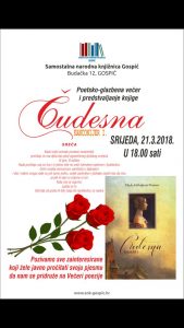 Poetsko-glazbena večer i predstavljanje knjige 21.03.2018. u 18:00 sati