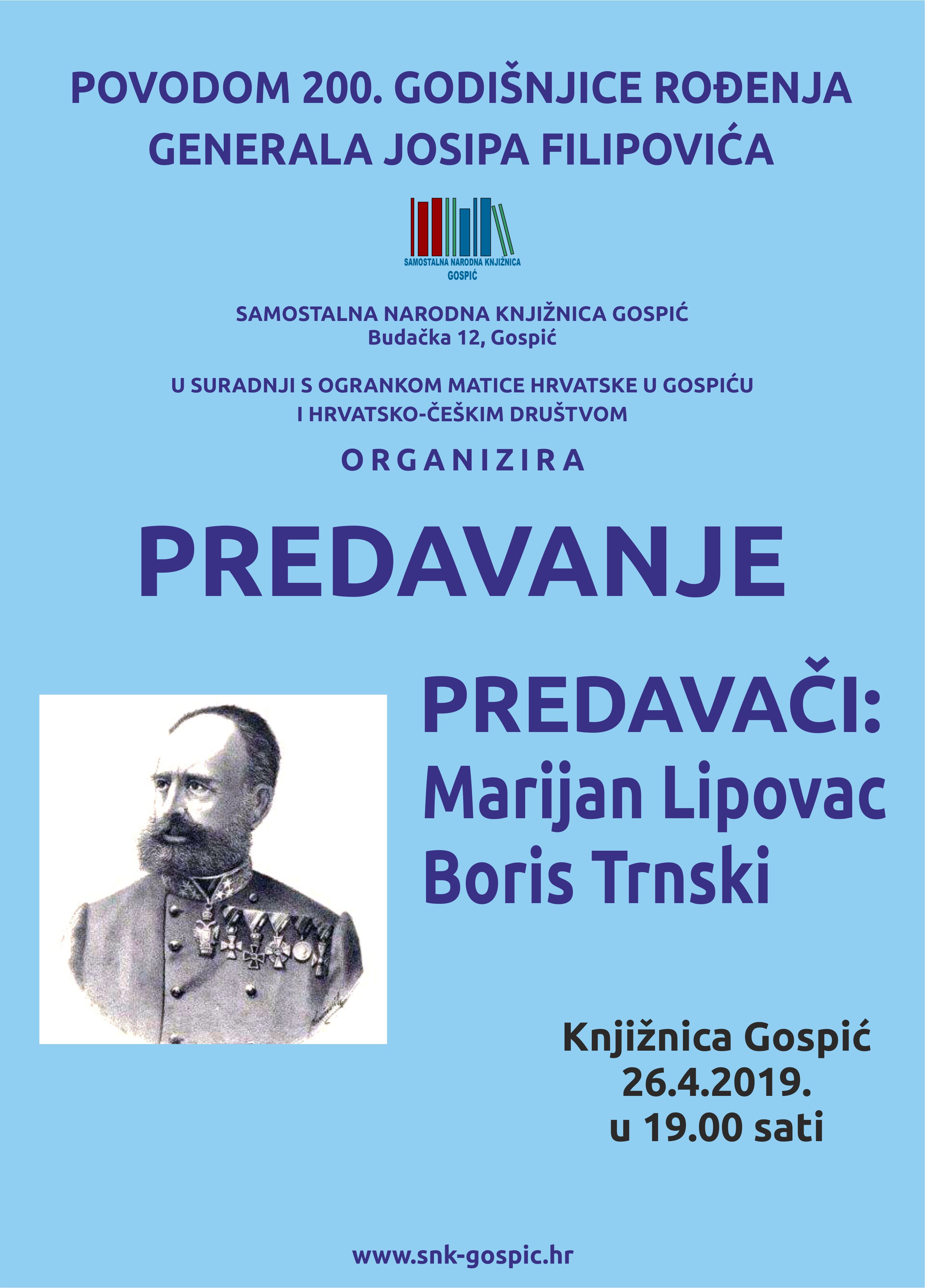 Predavanje – Povodom 200. godišnjice generala Josipa Filipovića