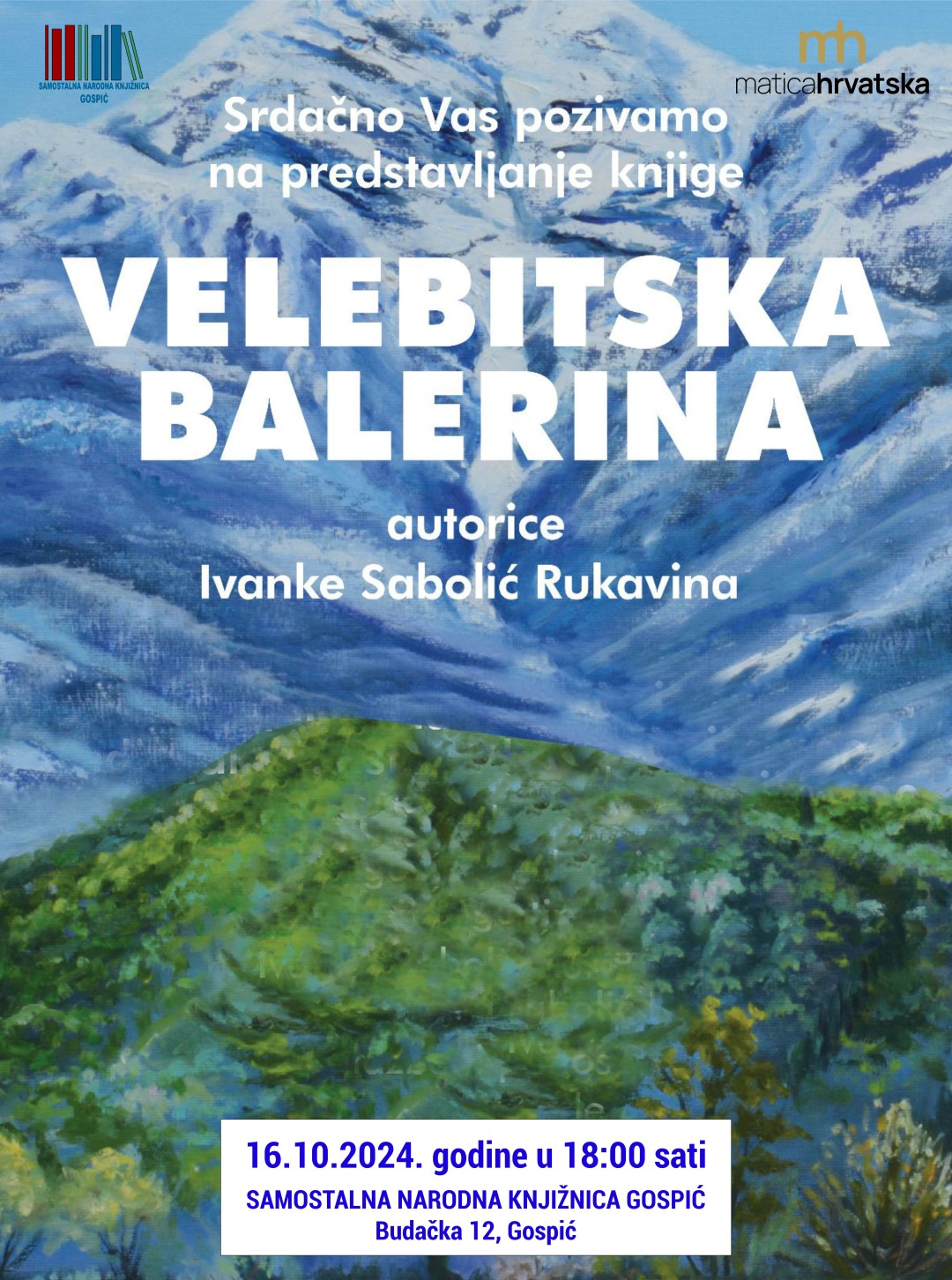 Pročitajte više o članku Predstavljanje knjige : VELEBITSKA BALERINA  16.10.2024