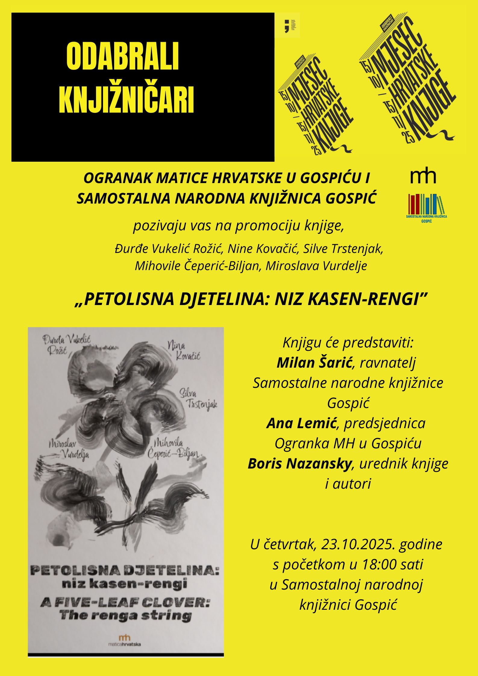 Pročitajte više o članku Promocija knjige „Petolisna djetelina: niz kasen-rengi“