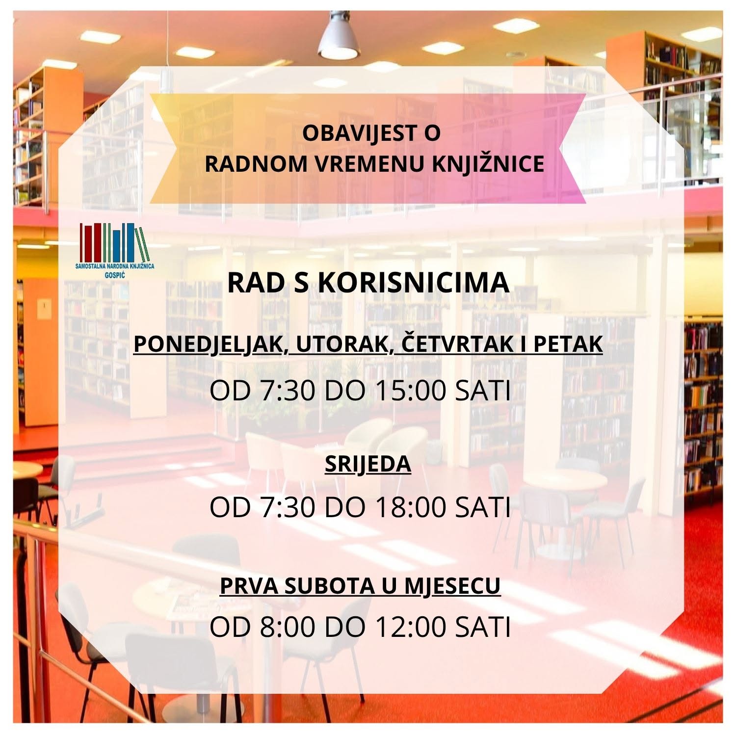 radno vrijeme knjižnice